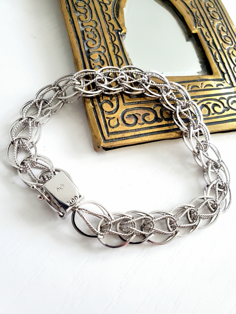 Vintage Signed KOD Sterling Silver Multi-Strand Circle & Rope Bracelet